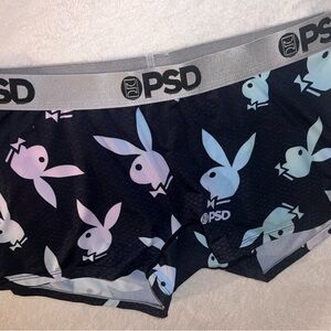PSD  Women’s Black Playboy Print Boxer Briefs
